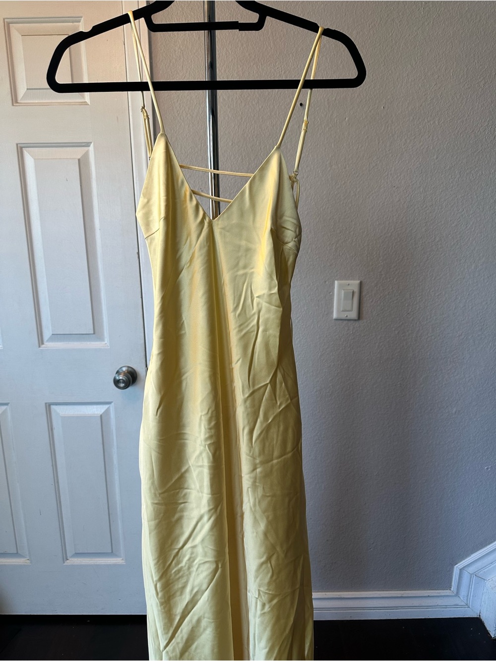 Zara Yellow Slip Maxi Dress with Strappy V-Neck